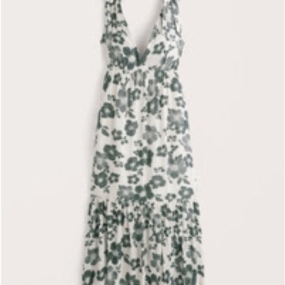 Abercrombie & Fitch 
White Floral Tie-Strap Babydoll Midaxi Dress